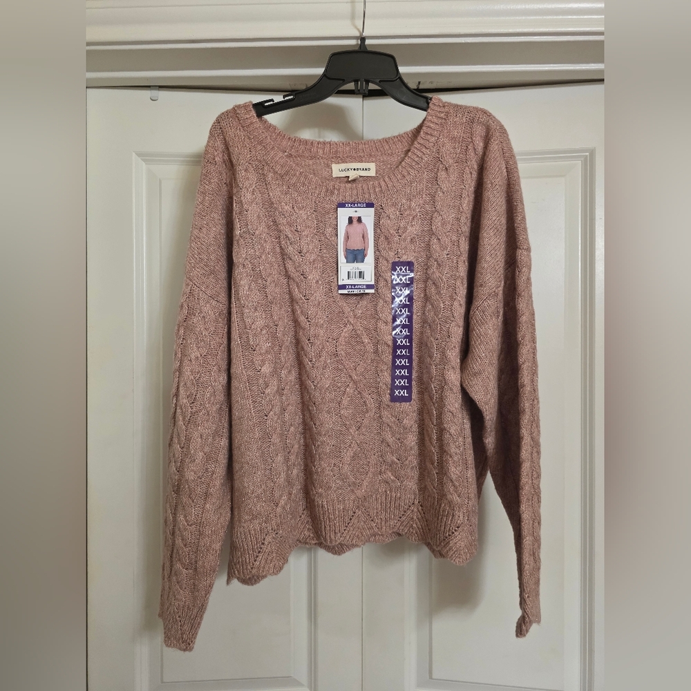 Lucky Brand XXL Women's Pink Cable Knit Sweater - Picture 11 of 13